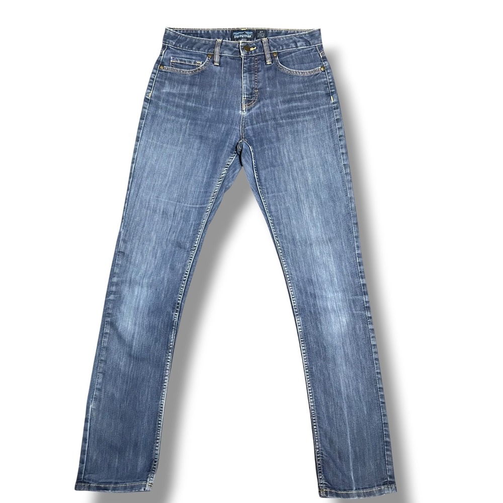 Patagonia Womens Mid Rise Straight Leg Organic Cotton Blend Jeans Blue 27